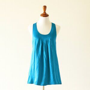Banana Republic Blue‑Teal Silk Racerback Dress Breathy Vacation Electric Blue